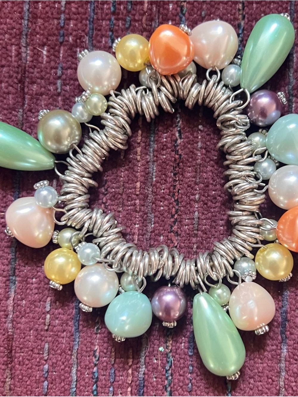 Pastel Faux Pearl & Beaded Coil Wrap Bracelet | New with Packaging